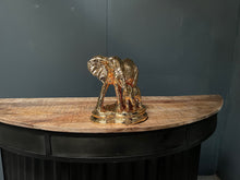 Load image into Gallery viewer, Large Gold Mother &amp; Baby Elephant Statue