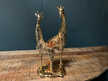 Load image into Gallery viewer, Large Gold Mother &amp; Baby Giraffe Statue