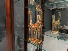 Load image into Gallery viewer, Large Gold Mother &amp; Baby Giraffe Statue