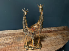 Load image into Gallery viewer, Large Gold Mother &amp; Baby Giraffe Statue