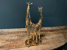 Load image into Gallery viewer, Large Gold Mother &amp; Baby Giraffe Statue