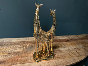 Large Gold Mother & Baby Giraffe Statue