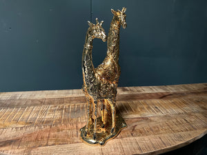 Large Gold Mother & Baby Giraffe Statue
