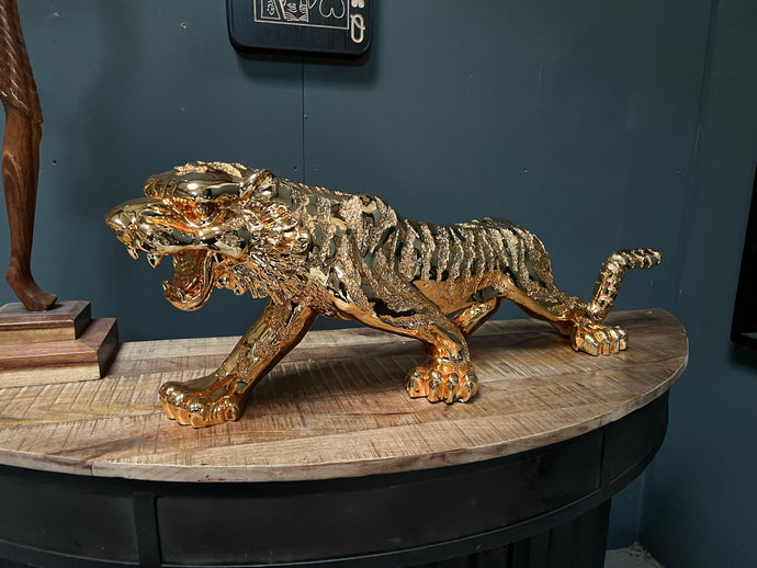 Large Gold Resin Tiger Statue