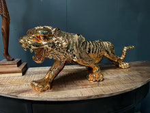 Load image into Gallery viewer, Large Gold Resin Tiger Statue