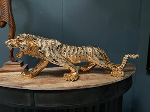 Large Gold Resin Tiger Statue
