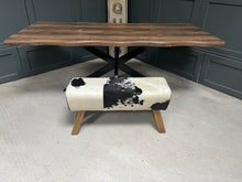 Load image into Gallery viewer, Large Black/White Cow Hide Pommel Horse/Foot Stool