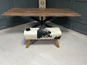 Large Black/White Cow Hide Pommel Horse/Foot Stool