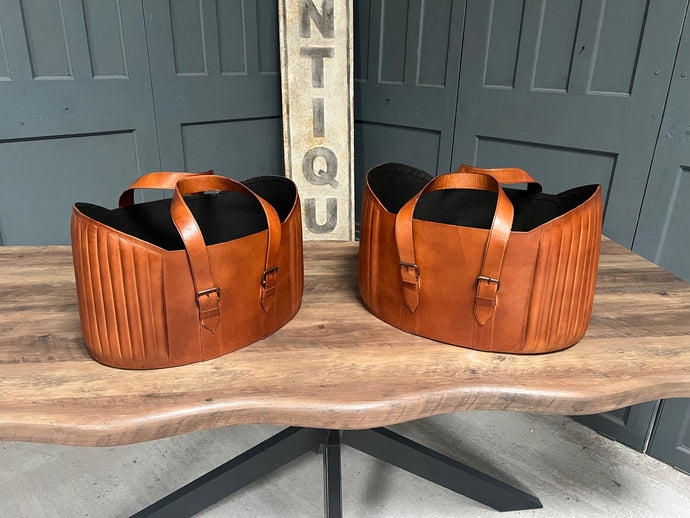 Brand New Boxed Pair of Leather Storage Baskets (PRE ORDER NOW - BACK IN STOCK 2 WEEKS)