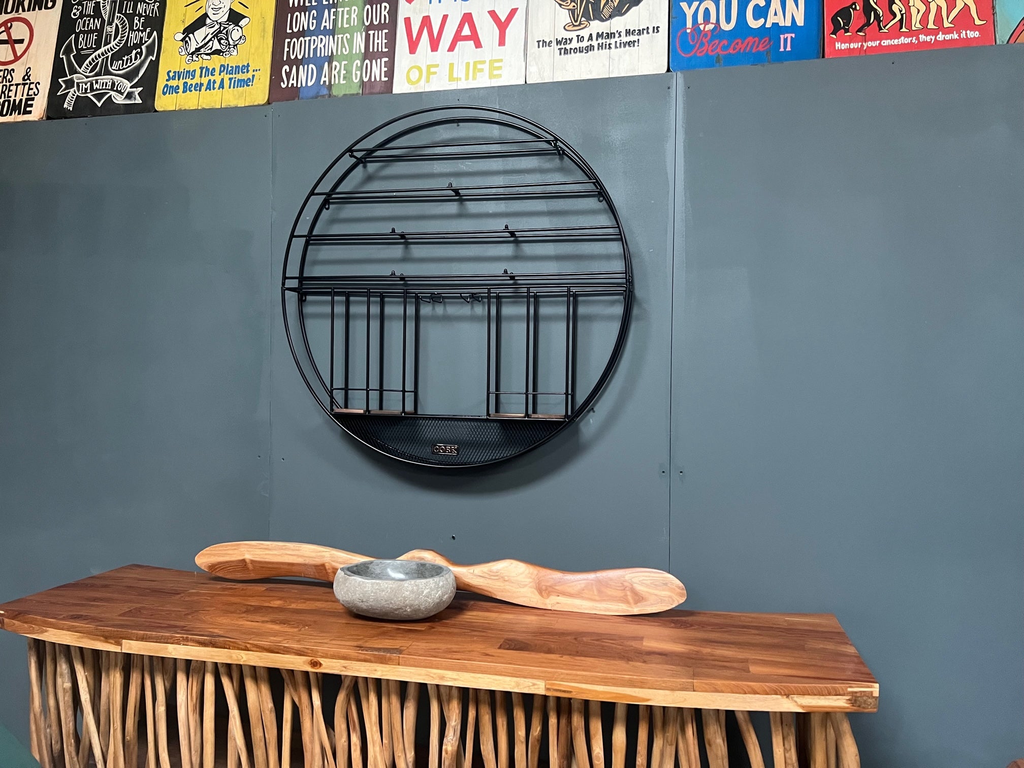 Huge Metal Wall Mounted Circle Wine Rack – John Cowell Limited