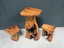 Load image into Gallery viewer, Polished Tall Rootwood Table with Two Stools