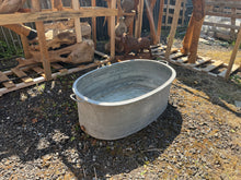 Load image into Gallery viewer, Galvanised Zinc Bath Oval Planter | Vintage Antique European Garden Décor