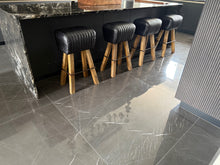 Load image into Gallery viewer, Ribbed Leather Pommel Horse Bar Stool in (BLACK)