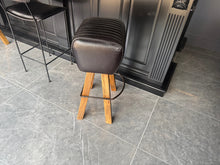 Load image into Gallery viewer, Ribbed Leather Pommel Horse Bar Stool in (BLACK)