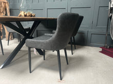 Load image into Gallery viewer, Pair of Classic Faux Leather Dining Chairs in Charcoal