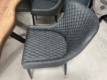 Load image into Gallery viewer, Pair of Classic Faux Leather Dining Chairs in Charcoal