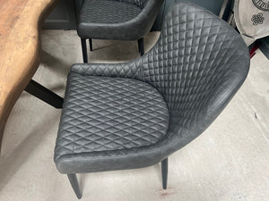 Pair of Classic Faux Leather Dining Chairs in Charcoal