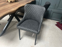 Load image into Gallery viewer, Pair of Classic Faux Leather Dining Chairs in Charcoal