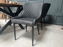 Load image into Gallery viewer, Pair of Classic Faux Leather Dining Chairs in Charcoal