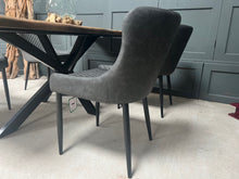 Load image into Gallery viewer, Pair of Classic Faux Leather Dining Chairs in Charcoal