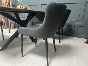 Pair of Classic Faux Leather Dining Chairs in Charcoal