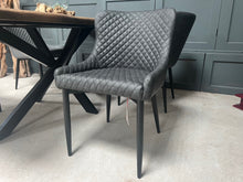 Load image into Gallery viewer, Pair of Classic Faux Leather Dining Chairs in Charcoal