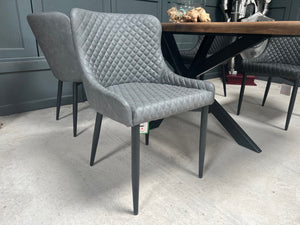 Pair of Classic Faux Leather Dining Chair in Grey