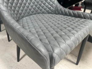 Pair of Classic Faux Leather Dining Chair in Grey