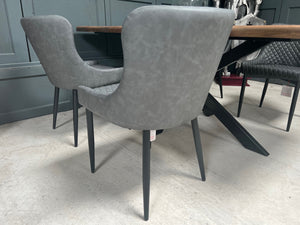Pair of Classic Faux Leather Dining Chair in Grey