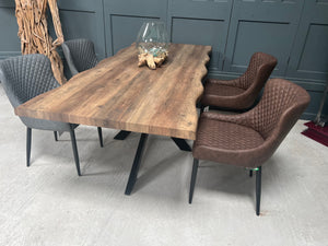 Pair of Classic Faux Leather Dining Chair in Brown