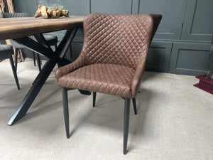 Pair of Classic Faux Leather Dining Chair in Brown