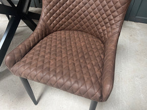Pair of Classic Faux Leather Dining Chair in Brown