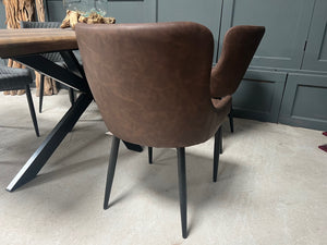Pair of Classic Faux Leather Dining Chair in Brown