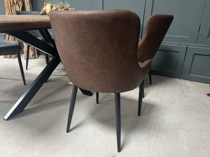 Pair of Classic Faux Leather Dining Chair in Brown