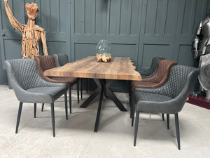 Pair of Classic Faux Leather Dining Chair in Grey
