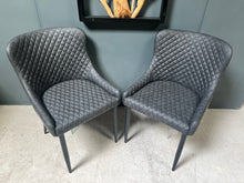 Load image into Gallery viewer, Pair of Classic Faux Leather Dining Chairs in Charcoal