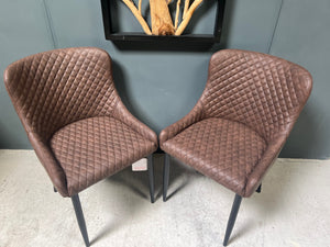 Pair of Classic Faux Leather Dining Chair in Brown