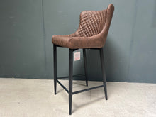 Load image into Gallery viewer, Pair of Classic Faux Leather Bar Stools in Brown