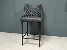 Load image into Gallery viewer, Pair of Classic Faux Leather Bar Stools in Charcoal