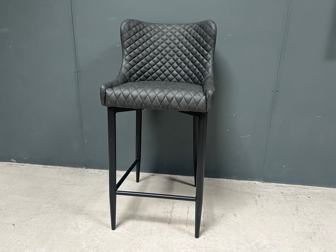 Pair of Classic Faux Leather Bar Stools in Charcoal