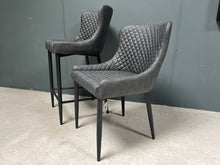 Load image into Gallery viewer, Pair of Classic Faux Leather Dining Chairs in Charcoal