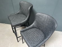Load image into Gallery viewer, Pair of Classic Faux Leather Dining Chairs in Charcoal