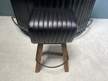Load image into Gallery viewer, Ribbed Leather Pommel Horse Bar Stool in Black