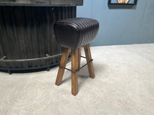 Load image into Gallery viewer, Ribbed Leather Pommel Horse Bar Stool in Black