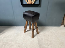 Load image into Gallery viewer, Ribbed Leather Pommel Horse Bar Stool in Black