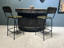 Load image into Gallery viewer, Pair of Vintage Style Ribbed Leather Bar Stools in Green