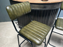 Load image into Gallery viewer, Pair of Vintage Style Ribbed Leather Bar Stools in Green