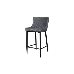 Single Classic Faux Leather Bar Stool in Grey