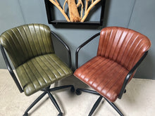 Load image into Gallery viewer, Ribbed Leather Office Swivel Chair in Tan