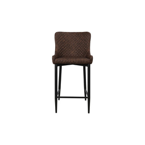 Pair of Classic Faux Leather Bar Stools in Brown